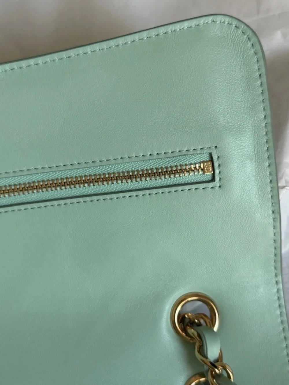 CHANEL 26S Maxi Souplissimo Medium Flap in Green Suede Gold CC Matthieu Blazy